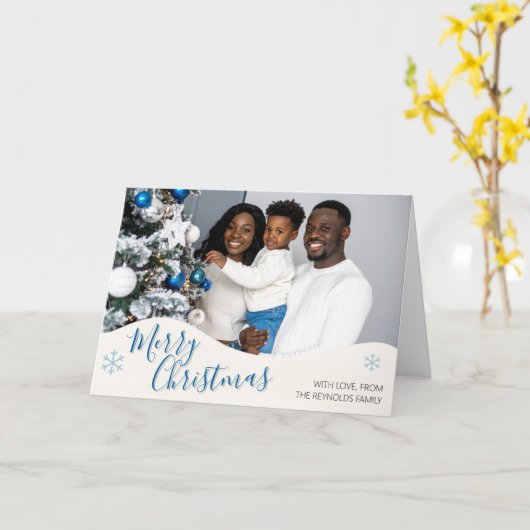 Modern Personalized Holiday Photo Greeting Card カード (黄色い花)