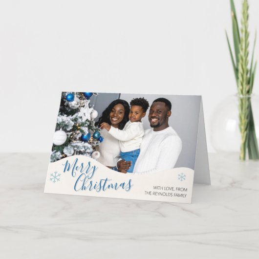 Modern Personalized Holiday Photo Greeting Card カード (正面)