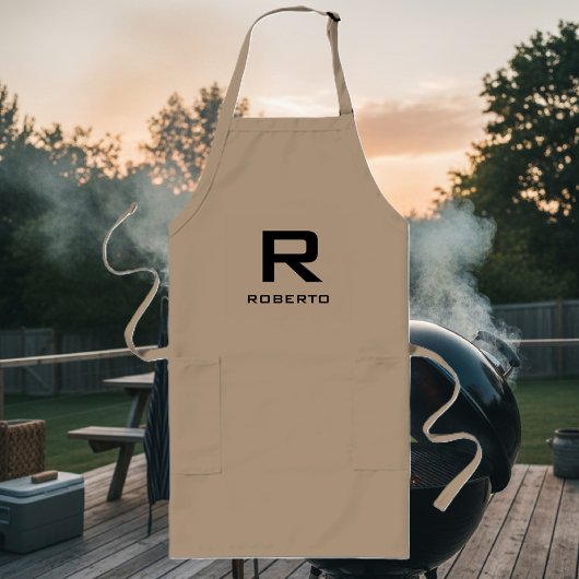 Modern personalized khaki beige bbq apron for men ロングエプロン