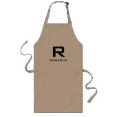 Modern personalized khaki beige bbq apron for men ロングエプロン (正面)