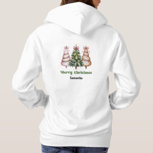 Modern personalized Leopard Christmas Trees gift パーカ (裏面)