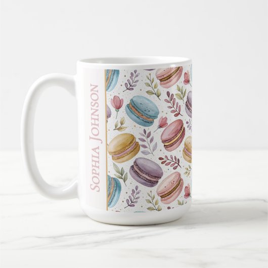 Modern Personalized Macaron Desserts コーヒーマグカップ (左)