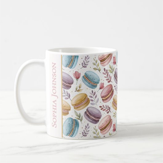 Modern Personalized Macaron Desserts コーヒーマグカップ (左)