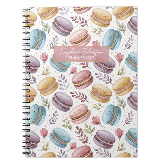 Modern Personalized Macaron Desserts ノートブック (正面)