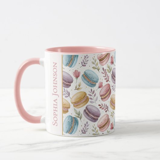 Modern Personalized Macaron Desserts マグカップ (左)