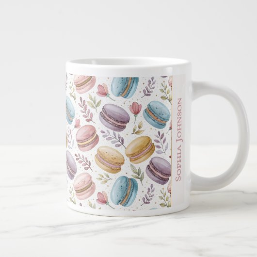 Modern Personalized Macaroon Desserts ジャンボコーヒーマグカップ (右)