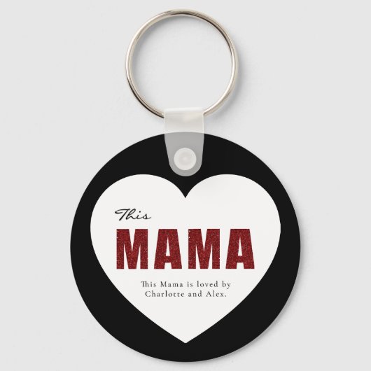 Modern Personalized Mama Heart Keychain キーホルダー (正面)