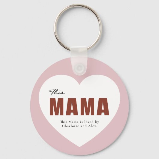Modern Personalized Mama Heart Keychain キーホルダー (正面)