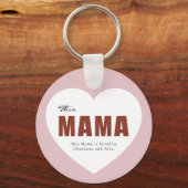 Modern Personalized Mama Heart Keychain キーホルダー (正面)