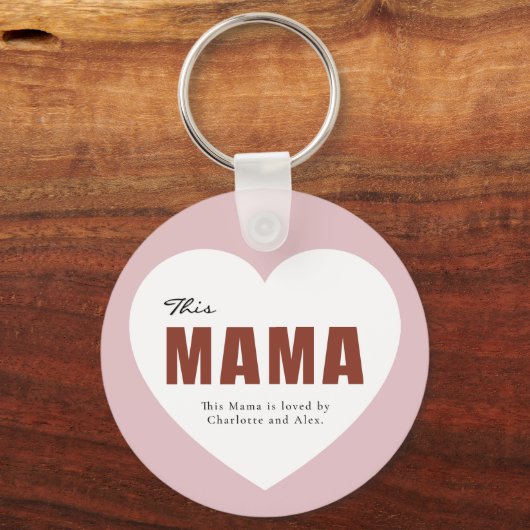 Modern Personalized Mama Heart Keychain キーホルダー (正面)