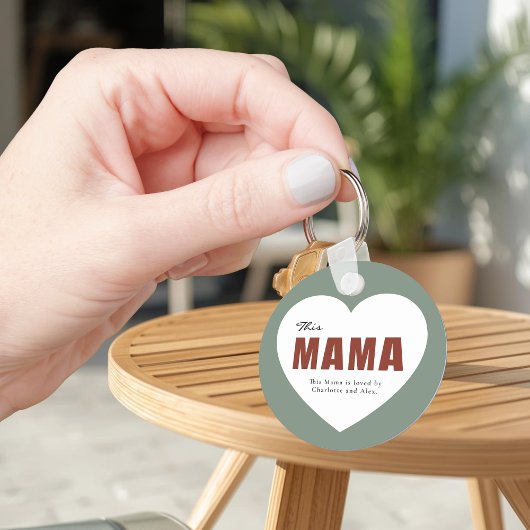 Modern Personalized Mama Heart Keychain キーホルダー