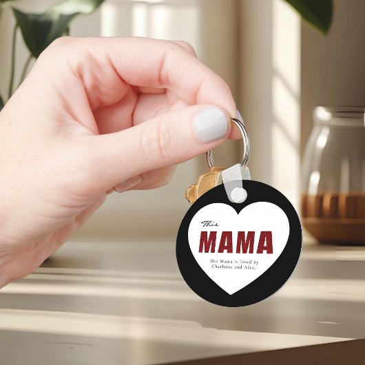 Modern Personalized Mama Heart Keychain キーホルダー