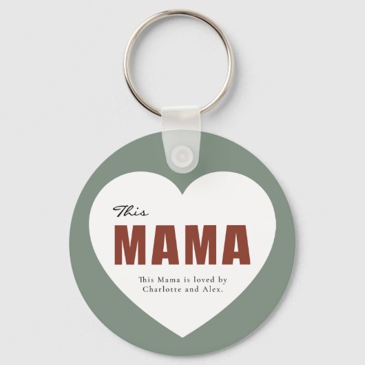 Modern Personalized Mama Heart Keychain キーホルダー (正面)
