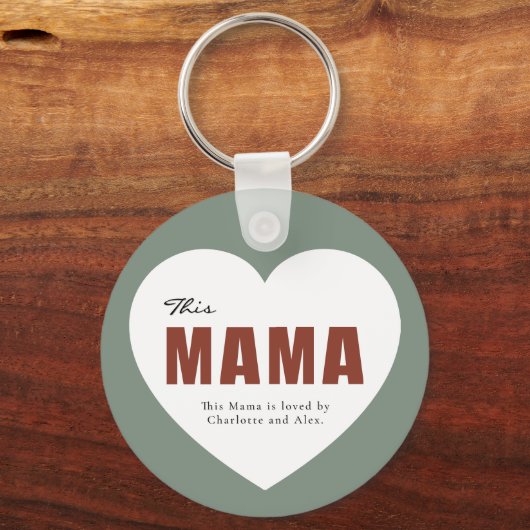 Modern Personalized Mama Heart Keychain キーホルダー (正面)