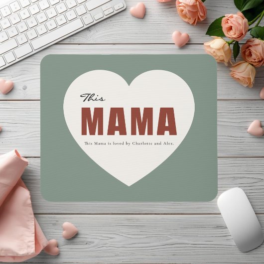 Modern Personalized Mama Heart Mouse Pad マウスパッド
