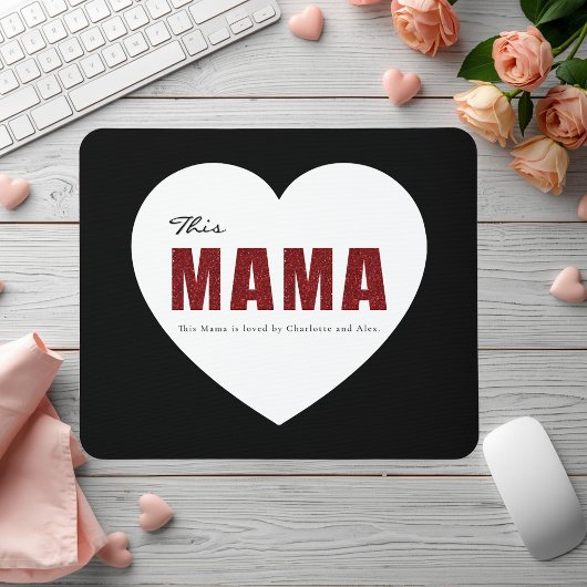 Modern Personalized Mama Heart Mouse Pad マウスパッド