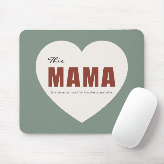 Modern Personalized Mama Heart Mouse Pad マウスパッド (マウス)