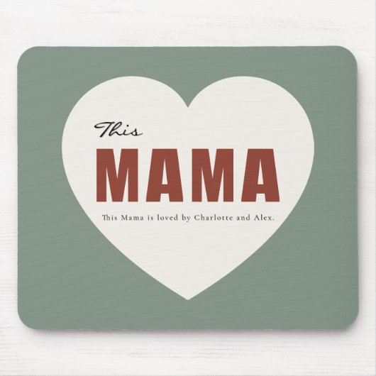 Modern Personalized Mama Heart Mouse Pad マウスパッド (正面)