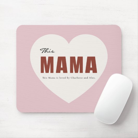 Modern Personalized Mama Heart Mouse Pad マウスパッド (マウス)