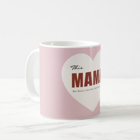 Modern Personalized Mama Heart Mug コーヒーマグカップ (正面左)