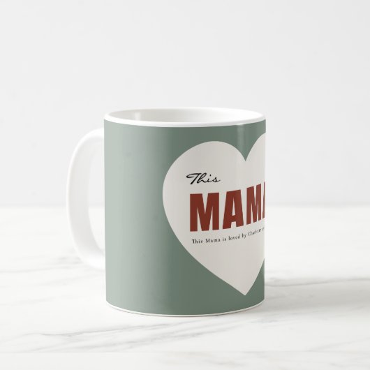 Modern Personalized Mama Heart Mug コーヒーマグカップ (正面左)