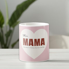 Modern Personalized Mama Heart Mug コーヒーマグカップ