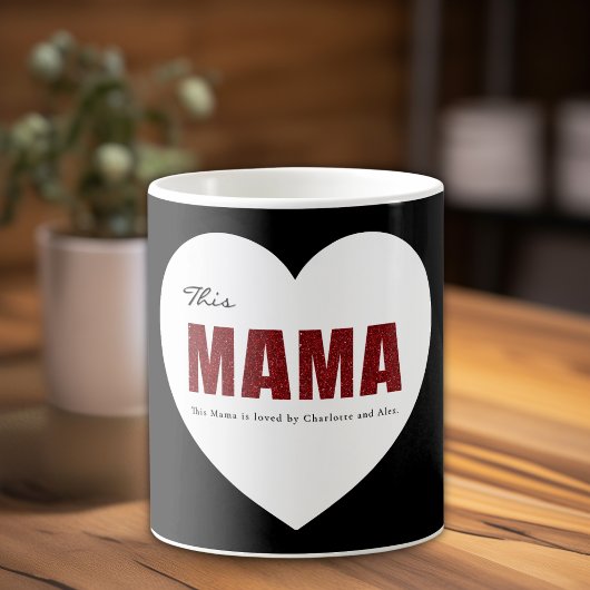 Modern Personalized Mama Heart Mug コーヒーマグカップ