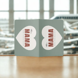 Modern Personalized Mama Heart Passport Holder パスポートカバー