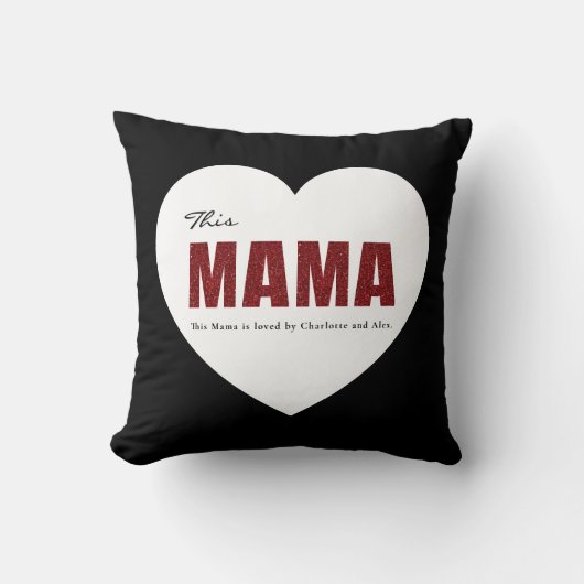 Modern Personalized Mama Heart Throw Pillow クッション (正面)