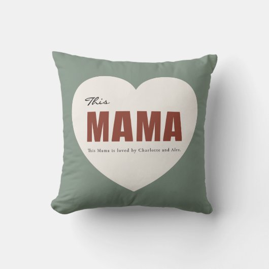 Modern Personalized Mama Heart Throw Pillow クッション (正面)