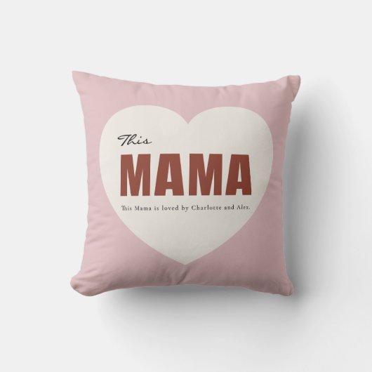 Modern Personalized Mama Heart Throw Pillow クッション (正面)
