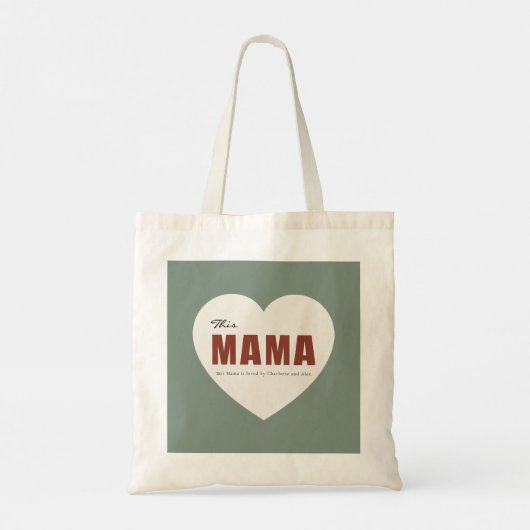 Modern Personalized Mama Heart Tote Bag トートバッグ (裏面)