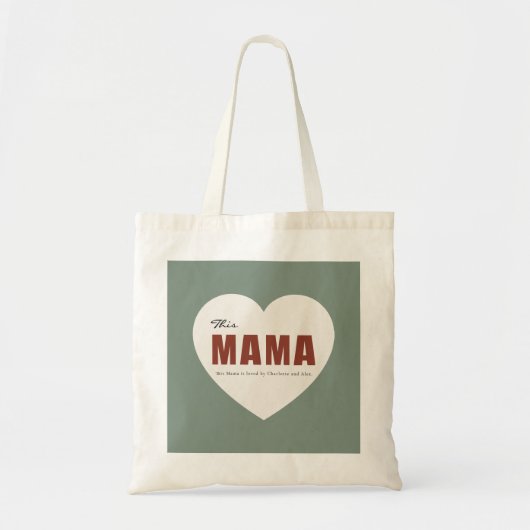 Modern Personalized Mama Heart Tote Bag トートバッグ (正面)