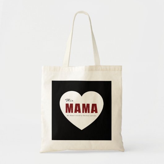 Modern Personalized Mama Heart Tote Bag トートバッグ (正面)