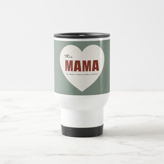 Modern Personalized Mama Heart Travel Mug トラベルマグ (中央)