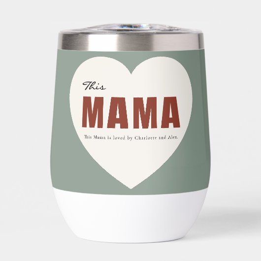 Modern Personalized Mama Heart Water Bottle (正面)