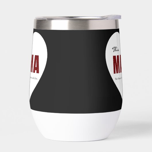 Modern Personalized Mama Heart Water Bottle (左面)