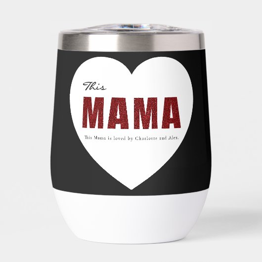Modern Personalized Mama Heart Water Bottle (正面)