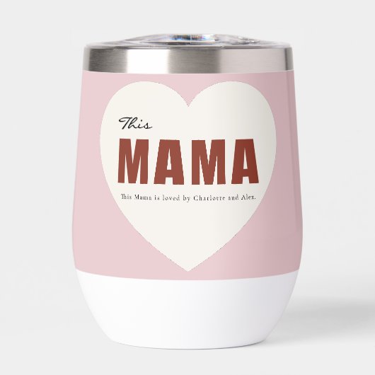 Modern Personalized Mama Heart Water Bottle (正面)
