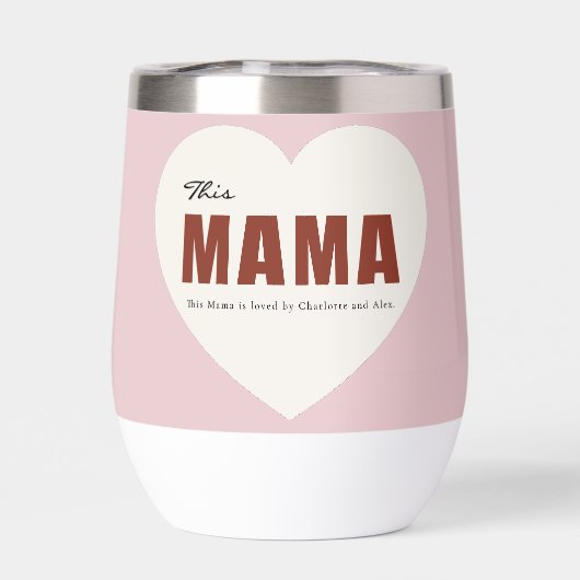 Modern Personalized Mama Heart Water Bottle (背面)