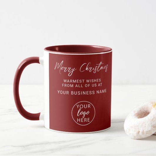 Modern Personalized Merry Christmas Business Logo マグカップ (ドーナツ)