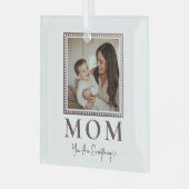 Modern Personalized Mom Photo Glass Ornament ガラスオーナメント (正面左)