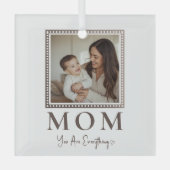 Modern Personalized Mom Photo Glass Ornament ガラスオーナメント (正面)