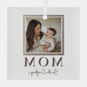 Modern Personalized Mom Photo Glass Ornament ガラスオーナメント (裏面)