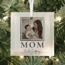Modern Personalized Mom Photo Glass Ornament ガラスオーナメント