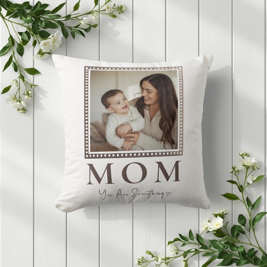 Modern Personalized Mom Photo Throw Pillow クッション
