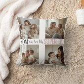 Modern Personalized Mom Superhero Photo Collage  クッション (ブランケット)