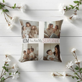 Modern Personalized Mom Superhero Photo Collage  クッション