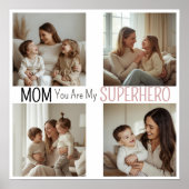 Modern Personalized Mom Superhero Photo Collage ポスター (正面)