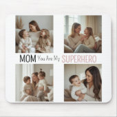 Modern Personalized Mom Superhero Photo Collage マウスパッド (正面)